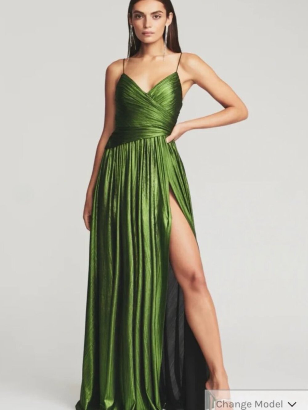 Retrofete Doss Metallic Green Maxi Formal Dress